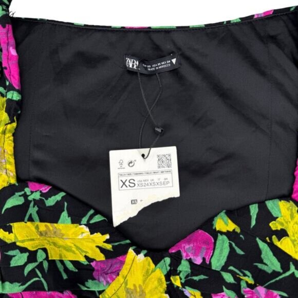 Zara Floral Crop Top Size XS - Picture 6 of 8